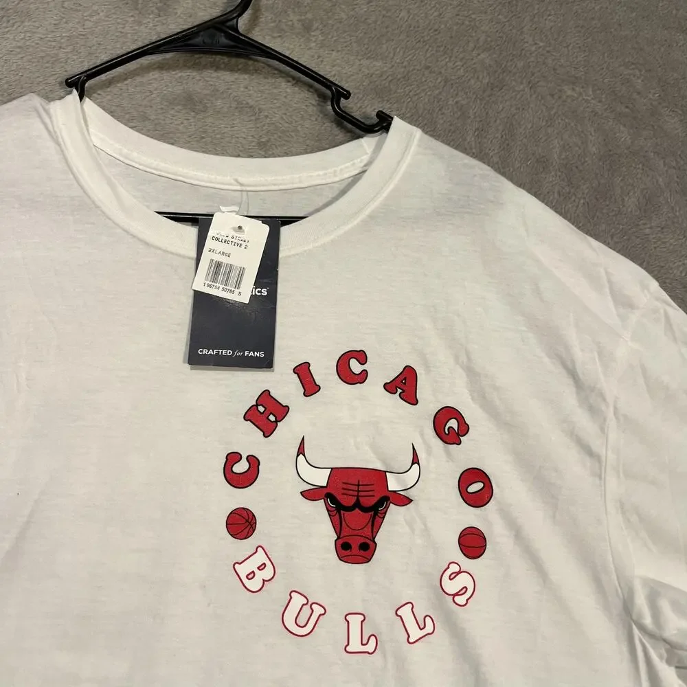 Chicago Bulls Shirt Mens 2XL White NBA Basketball Graphic Tee Short Sleeve - Picture 3 of 8